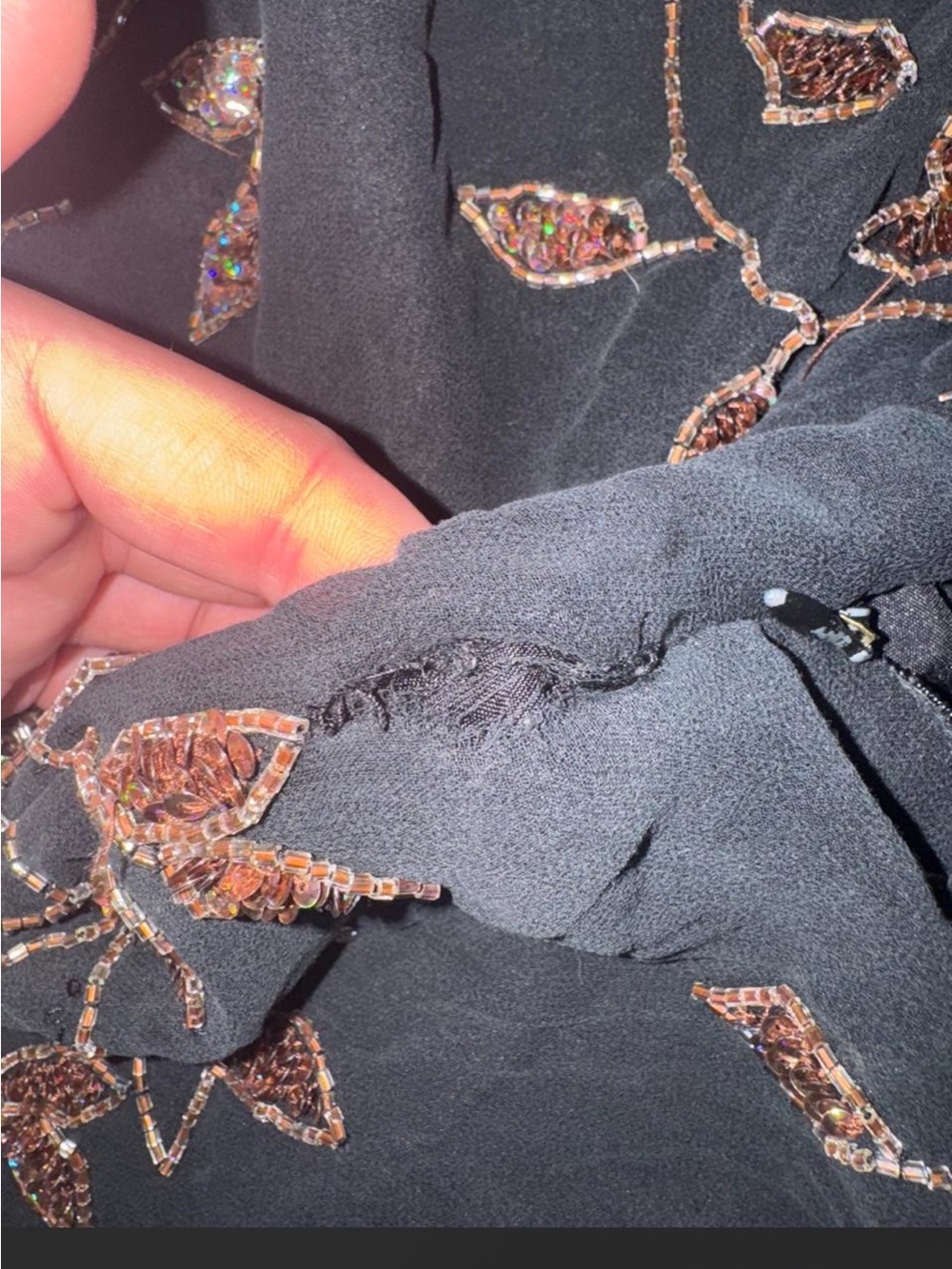 Vintage 100% silk asymmetrical cache beaded dress size medium - Picture 5 of 8